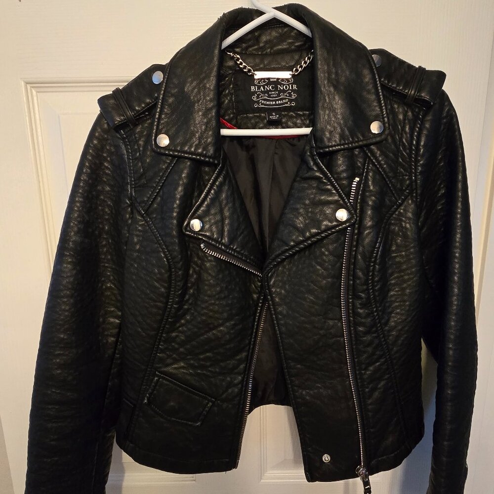 Blanc Noir Faux Leather Jacket